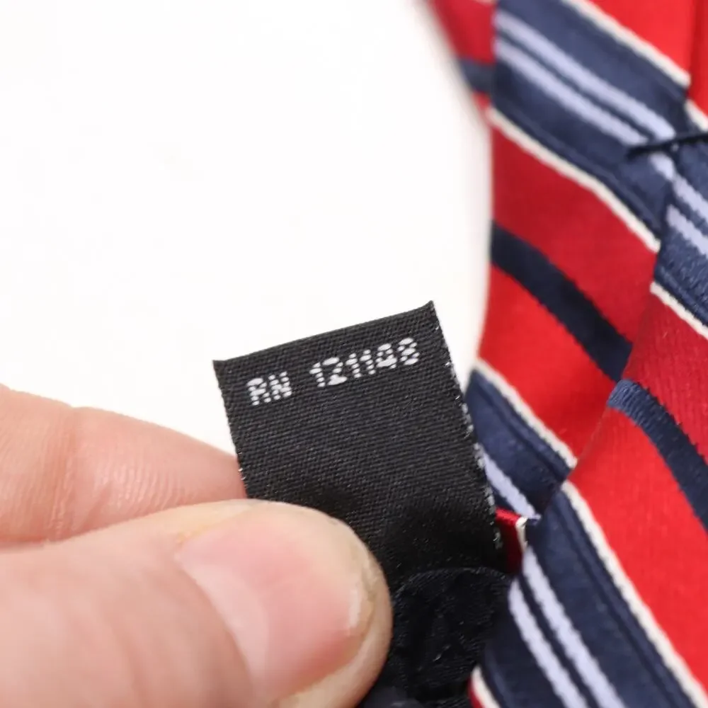 Classic Power Tie Mens 58 in Silk Red White Blue Diagonal Pin Stripe Wide
